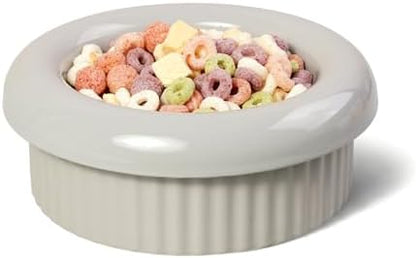 Donut Bowl Elevated Ceramic Cat Bowl with Stand, Raised Whisker-Friendly Bowl for Cats & Small Dogs, Patented Donut Design, Made in Korea (2.8" H -Gray) by BOWLBOWL