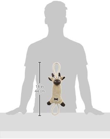 Pet Life ® 'Plush Cow' Eco-Natural Jute Rope Squeak and Tug Plush Dog Toy
