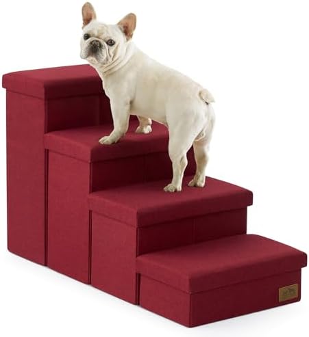 COZY KISS Dog Stairs with Storage, 22" H Wider Dog Steps, 4-Step by COZYKISS