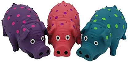 3 Pack Latex Pig Dog Toys that Oinks Dog Squeaky Toy for Small Medium Large Dogs (Red, Blue, Purple) - Image 3