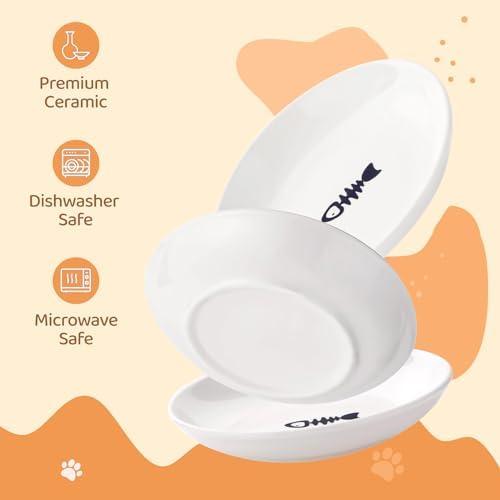 Ceramic Cat Food Plates: Cat Wet Food Bowls/Whisker Fatigue Cat Dishes & Shallow Bowls for Kittens and Small Animals - Image 6