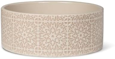 Fringe Studio Sevilla Tile Sand Medium Ceramic Imprinted Pet Bowl (6.5" Diameter x 2.5" H, 26 fl.oz.), PetShop Collection (785MD001) by FringeStudio