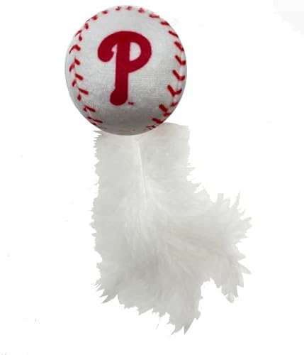 Best Plush CAT Toy - MLB Philadelphia Phillies Complete Set of 3 Piece Cat Toys Filled with Catnip. Incld: 1 Baseball Cap Cat Toy, 1 Baseball Cat Toy with Feathers & 1 Beer Bottle. Team Logos - Image 2