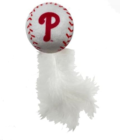 Best Plush CAT Toy - MLB Philadelphia Phillies Complete Set of 3 Piece Cat Toys Filled with Catnip. Incld: 1 Baseball Cap Cat Toy, 1 Baseball Cat Toy with Feathers & 1 Beer Bottle. Team Logos - Image 2