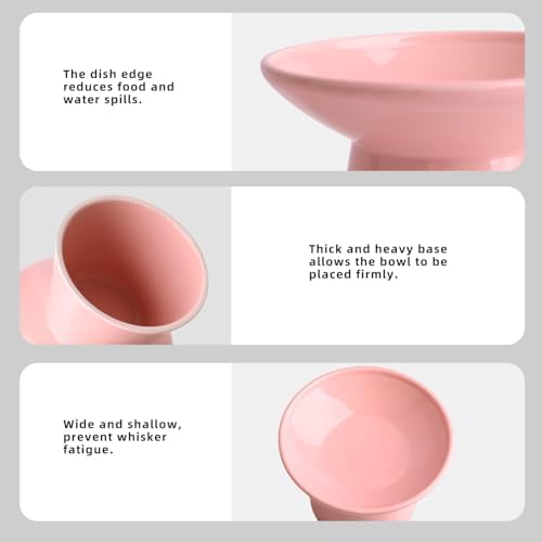 Ceramic Elevated Cat Food Bowls,6.2" Wide,1-Pack,Pink - Image 4