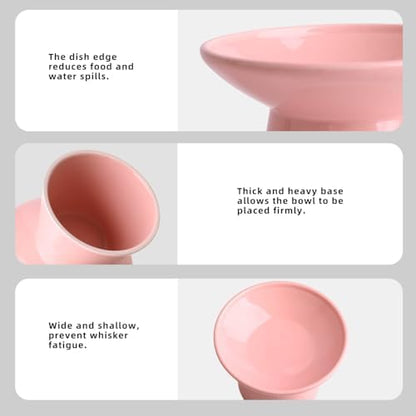 Ceramic Elevated Cat Food Bowls,6.2" Wide,1-Pack,Pink - Image 4