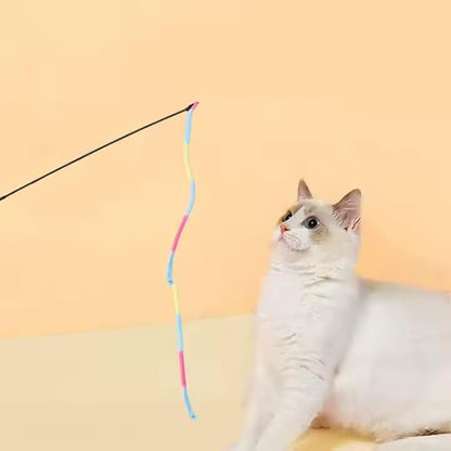 Rainbow Interactive Cat Wand – Colorful Feather & Ribbon Teaser for Indoor Play & Bonding (2 Pack)