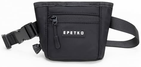 Dog Treat Pouch, Powerful Magnet Closure Device Dog Training Treat Bag Large Capacity Pet Treat Pouch with Poop Bag Dispenser Treat Bag for Dog Training with Metal Waistband Clip (Black) by Unknown