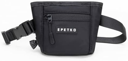 Dog Treat Pouch, Powerful Magnet Closure Device Dog Training Treat Bag Large Capacity Pet Treat Pouch with Poop Bag Dispenser Treat Bag for Dog Training with Metal Waistband Clip (Black) by Unknown