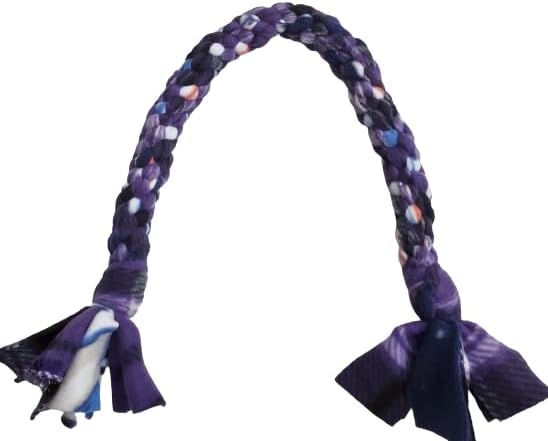 Dog Puppy Tug Pull Toy Rope Play Durable Interactive Entertaining Heavy Duty Fleece Square Braid (Purple)