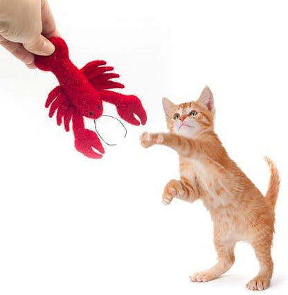 Glaciart One Wool Lobster Cat Toy with Catnip | Interaction & Boredom Relief, Encourages to Exercise, Explore & Play | Filled w/Organic Herbs to Help Sooth or Reduce Anxiety - Image 3