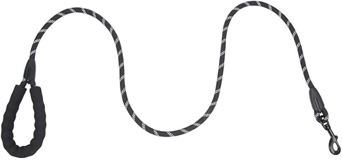 Reflective Dog Leash for Night Walking, 5FT Heavy Duty Rope with Padded Handle & 360° Swivel Clip, Tangle-Free Design for Small Medium Large Dogs