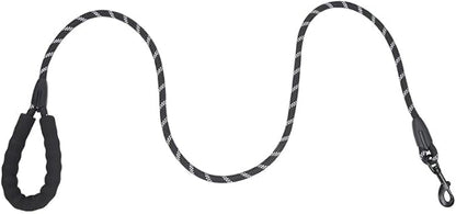 Reflective Dog Leash for Night Walking, 5FT Heavy Duty Rope with Padded Handle & 360° Swivel Clip, Tangle-Free Design for Small Medium Large Dogs