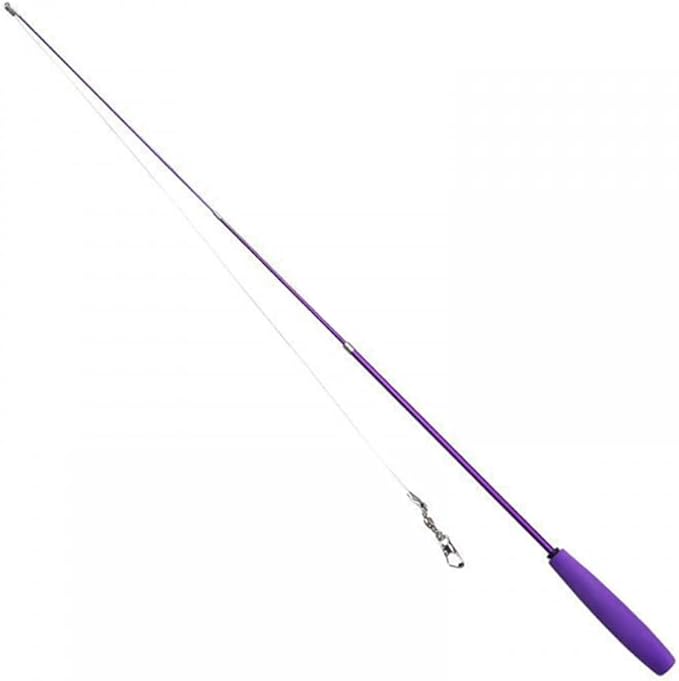 MiOYOOW Cat Toys Wand, Retractable Cat Rod 3-Section Interactive Cat Toys with EVA Non-Slip Handle for Indoor Cats Kittens(Not Include Replacement)