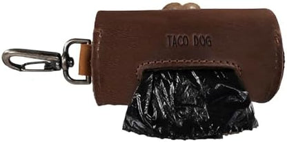 Taco Dog, Paw Poop Bag Pouch Handmade from Full Grain Leather - Convenient Carrier, Clips onto Leash, Dispenser, Easy Cleanup When Walking - Bourbon Brown - Image 5