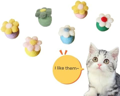 6Pcs Cactus Cat Toy Balls Cotton Rope Pet Scratching Assorted Colored Cat Rope Balls Chew Eco-Friendly Toy Pets Interactive Toy Cat Toys (Assorted Colored, 6pcs) - Image 6