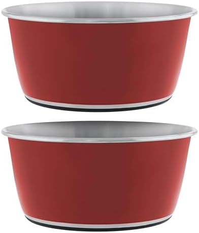 Master Pet Supply Stainless Steel Dog Bowls Set of 2 - Crimson - 16 Oz by MasterPetSupply