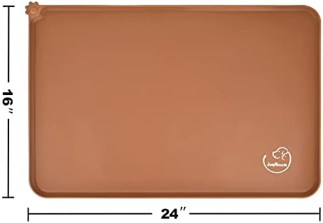 Silicone Waterproof Dog Cat Pet Feeding Mats, Non Slip, Easy Clean Pet Dog Cat Bowl Mats Placemat (24" x 16") Brown - Image 2