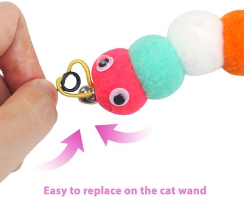 QUOZUO Cat Feather Wand Replacement - 12 PCS Toy Refills and Attachments for Cat Toys - Image 5