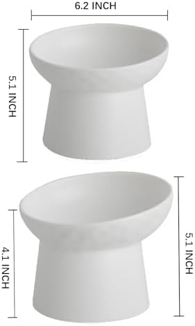 Elevated Cat Bowls, 15° Tilted Ceramic Raised Cat Food and Water Bowl Set, Whisker-Friendly Porcelain Pet Feeder Dishes for Indoor Cats and Small Dogs,White,6.2 Inch,2 Pack - Image 2