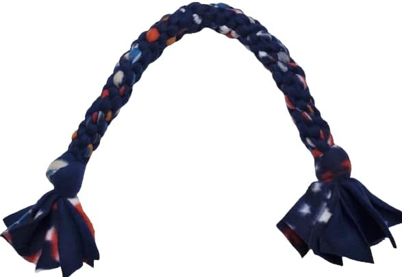 Dog Puppy Tug Pull Toy Rope Play Durable Interactive Entertaining Heavy Duty Fleece Square Braid by Knots SO Fast (Navy)