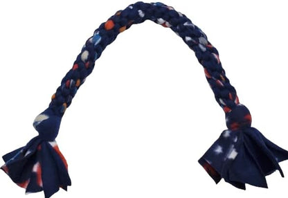 Dog Puppy Tug Pull Toy Rope Play Durable Interactive Entertaining Heavy Duty Fleece Square Braid by Knots SO Fast (Navy)