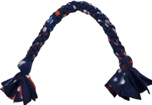 Dog Puppy Tug Pull Toy Rope Play Durable Interactive Entertaining Heavy Duty Fleece Square Braid by Knots SO Fast (Navy)