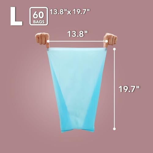 Best Odor-Sealing Cat Poop Bags, BOS for Pet Waste & Kitty Litter - Disposal Bags - Scent & Smell Free (60 bags) [Size: L, Color: Light blue] NOT a litter box liner (Pack of 2) - Image 3