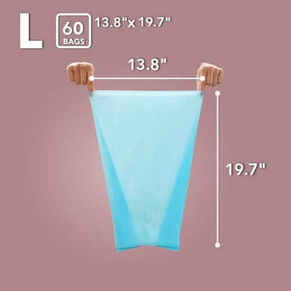 Best Odor-Sealing Cat Poop Bags, BOS for Pet Waste & Kitty Litter - Disposal Bags - Scent & Smell Free (60 bags) [Size: L, Color: Light blue] NOT a litter box liner (Pack of 2) - Image 3