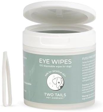 Two Tails Dog Eye Wipes, Fragrance-Free, 100 Disposable Wipes by TwoTailsPetCompany