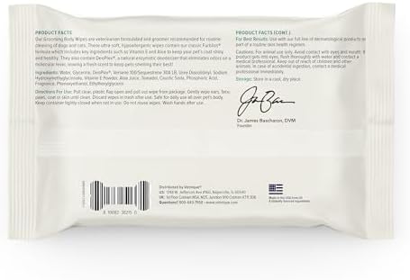 Vetnique DermaBliss Cat & Dog Grooming Wipes, Deodorizing Pet Wipes, 100ct - Image 2