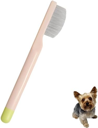 Stainless Steel Dog Eye Comb, Puppy Flea Brush (Pink) by PetJoyHaven