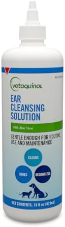 Vetoquinol Ear Cleansing Solution - Gentle Cleaner to Remove Dirt & Debris - Easy-to-Use Drops for Cats & Dogs - Support Clean and Fresh-Smelling Ears - Ideal for Routine Pet Hygiene - 16 Ounces by Vetoquinol