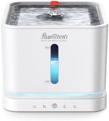 Cordless Cat Water Fountain, 3L/100oz Stainless Steel Tray, Cat Fountains for Drinking, Pet Water Fountains Indoor, Automatic Dog Water Bowl Dispenser, Rechargeable Battery Operated,White by Pawccoli