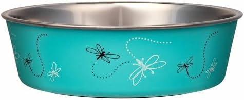 Loving Pets Bella Dog Bowls- Stainless Steel Dog & Cat Bowls - Spill Proof Dog Food Bowl, Cat Bowl, Puppy Essentials & Pet Supplies Great for Home & Travel (Small 10-20 lbs, Dragonfly) by Loving+Pets