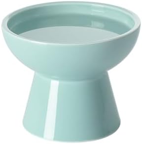LoeJan Elevated Cat Food and Water Bowls Set, Extra Wide and Raised Ceramic Feeder, Anti-Vomit Whisker-Free Pressure Feeding Bowl for Kittens Adult Small Dogs (Blue) by LoeJan