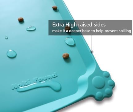 Hoki Found L Silicone Pet Food Mats Tray - Non Slip Pet Dog Cat Bowl Mats Placemat - Dog Pet Cat Feeding Mat - Waterproof Dog Cat Food Mats -Pet Water Mats for Floors -Teal - Image 2