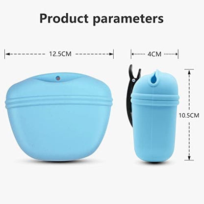 Dog Treat Pouch 2 Pack, Dog Treat Training Pouch, Silicone Pet Treat Bag BPA Free/Clip/Magnetic Dog Walk (Yellow & Blue) - Image 7