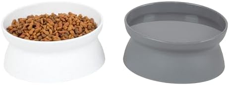 Kitty City Elevated Cat Bowls (Set of 2), Whisker-Friendly Raised Cat Food & Water Dishes, Modern Pedestal Design, Dishwasher Safe, 10.8 oz Each – White & Gray - Image 6