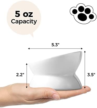 LoeJan Elevated Cat Food Bowl, 5 Oz Ceramic Raised and Tilted Water Bowl, Anti Vomiting and Protect Pets' Spines Dishes for Small Dog, Fat Faced Cat, Kitten (White, 1 Pack) - Image 6