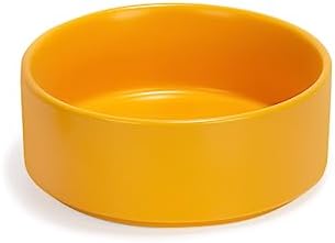 SPUNKYJUNKY 13.5OZ Ceramic Dog and Cat Bowl, Modern Cute Weighted Food Water Bowl for Replacement Yellow (1 Pack) by SPUNKYJUNKY