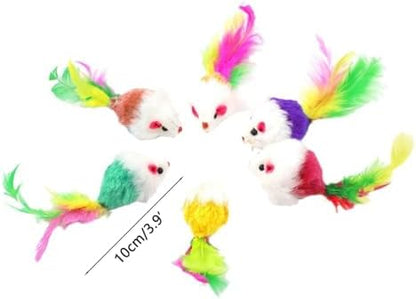 Cat Mouse Toy - 15 Pack Furry Rattle Mouse Toys for Cats with Feather Tail, Realistic Plush Kitten Toys with Catnip & Rustling Sound, Interactive Cat Toys for Indoor Cats - Image 4