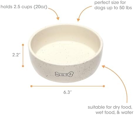 Pearhead Ceramic Dog Bowl - Woof Speckled Pet Food & Water Dish, 20 oz - Image 4