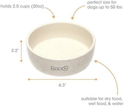 Pearhead Ceramic Dog Bowl - Woof Speckled Pet Food & Water Dish, 20 oz - Image 4