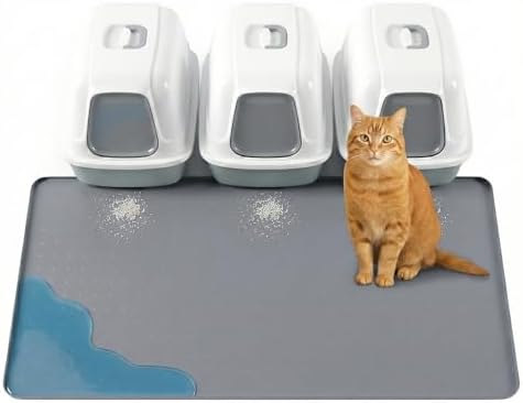 XL Cat Litter Mat: Premium Silicone Waterproof Litter Box Mat with 0.63" High Raised Edges - Non-Slip, Easy to Clean, Soft on Paws Floor Protector for Scatter Control by PetNova