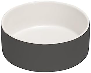 SPUNKYJUNKY 13.5OZ Ceramic Dog and Cat Bowl, Modern Cute Weighted Food Water Bowl for Replacement White-Grey (1 Pack) by SPUNKYJUNKY