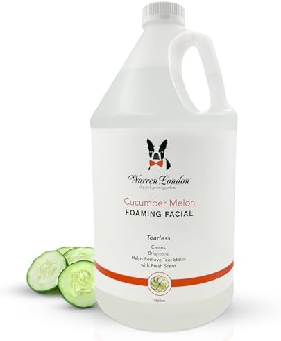 Warren London Foaming Pet Facial – Tear Free Dog Face Wash & Tear Stain Remover | Gentle Puppy & Dog Face Shampoo | Cucumber Melon Scent | Made in USA | 1 Gallon Refill by WarrenLondon