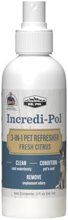 Dr. Pol Incredi-Pol 3-in-1 Pet Refresher | Waterless Coat Cleaner & Conditioner | Pet Odor Eliminator | Fine Mist Spray for Dogs & Cats | Freshens, Cleans & Softens Fur | 3 oz | Fresh Citrus by DrPol
