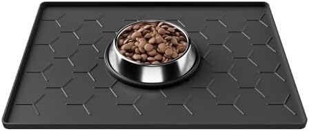 Pieviev Silicone Dog Cat Food Bowl Mat, Waterproof Raised Edge, 16'' x 12'' by Pieviev