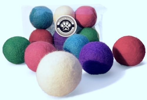 Wool Cat Toys - Felt Balls Assortments for Small Pet Fetch and Play - Eco Friendly Quiet Wool Ball Toy for Cats and Kittens - 6 PCS Choose Your Colors (Variety Pack) by EarthtoneSolutions